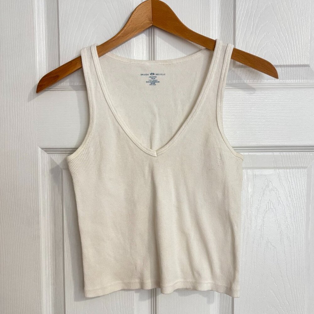 White Brandy Melville Cropped V-Neck Tank Top